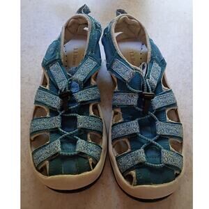 L.L. Bean Sport Sandals Womens 7 Blue Teal Fisherman Water Shoes Non Marking